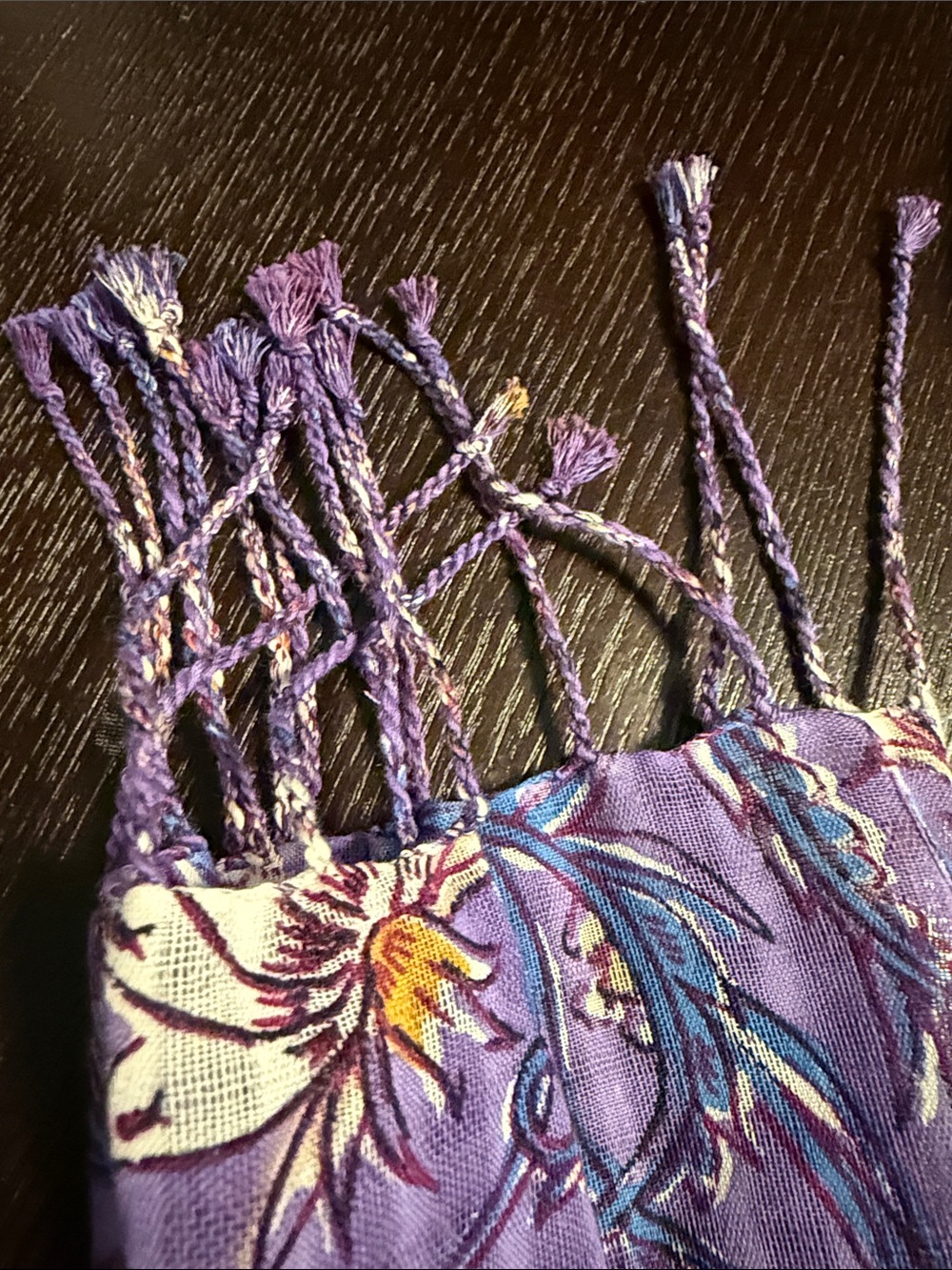 J. Jill Purple Floral Fringed Lightweight Scarf - Picture 4 of 5